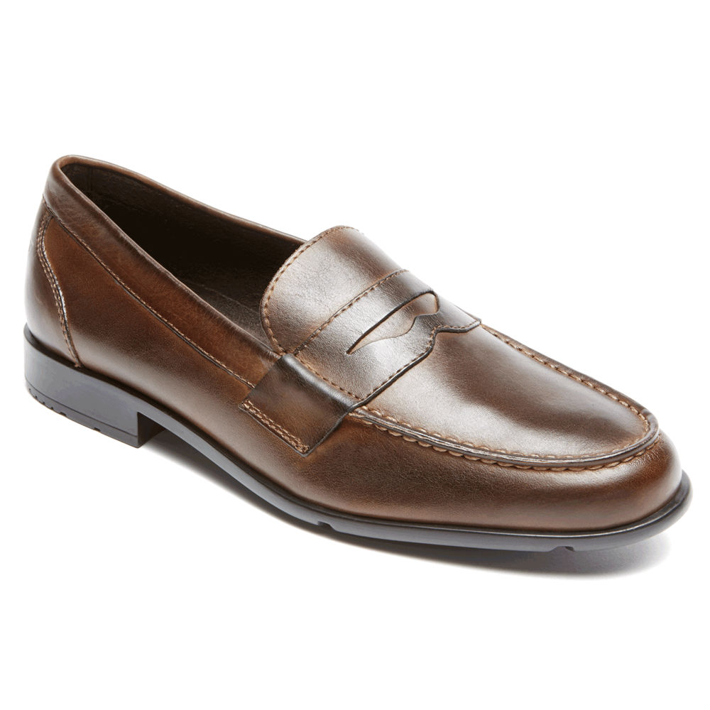 Rockport Mens Loafers Dark Brown - Classic Penny - UK 357-PZGARQ